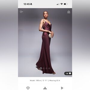 ASOS DESIGN Tall cami satin dress in chocolate, size 6 tall